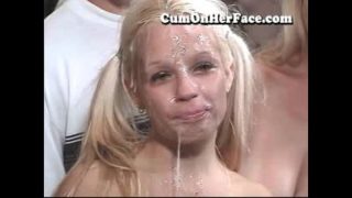 Blonde In Pigtail Bukkake