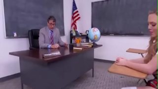 Five men have amazing sex with modest schoolgirl in class