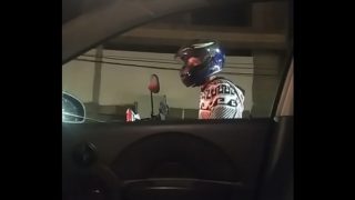 A motorcyclist catches me jerking off in my car