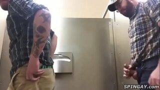 Bearded Bears Fucking Bareback in Public Restroom