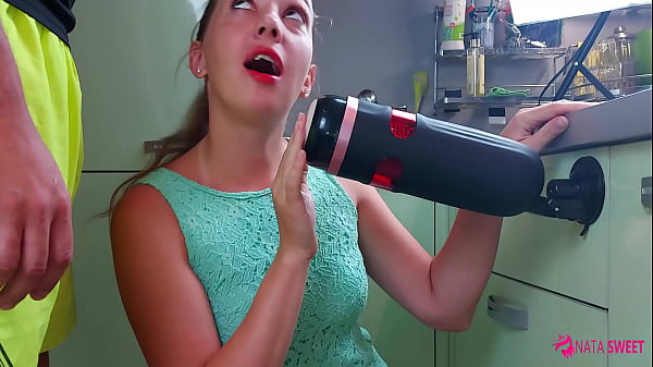 Girl try to simulate a threesome and test an amazing sex toy – male masturbator! Active by Nata Sweet